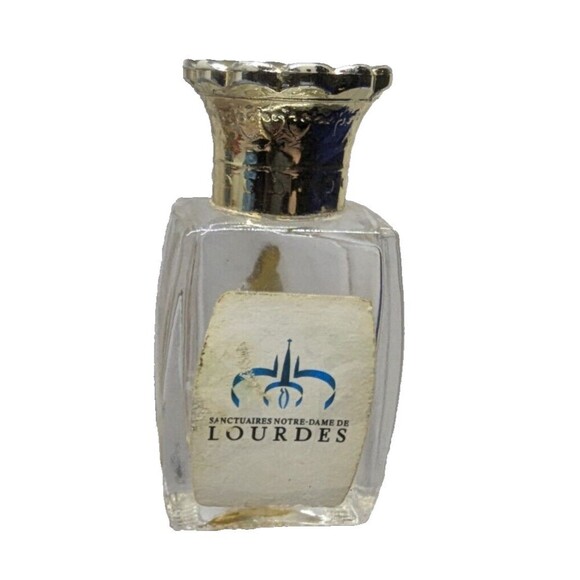Empty Glass Bottle with the Virgin Eau de Lourdes 2.5" X 1.25" Holy Water - Picture 1 of 5